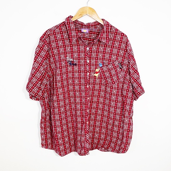 DISNEY’S Winnie The Pooh Red Plaid Button Down Shirt “Bee Free” Size XL-XXL - Picture 1 of 6